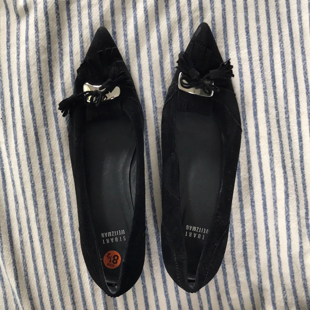 Black pointed toe flats